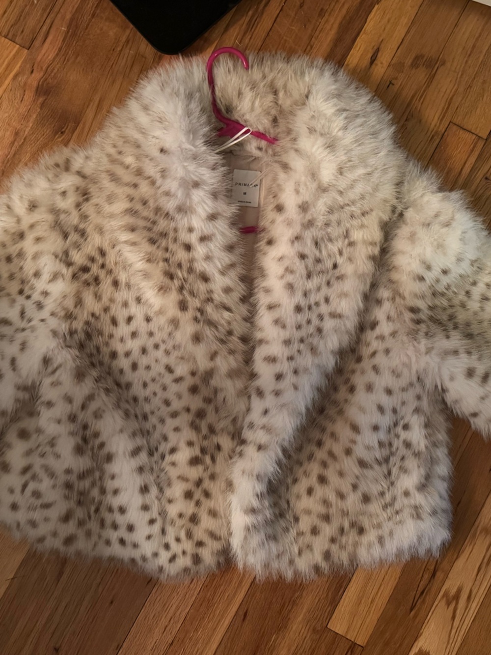 Primark Cream Faux Fur Spot-Print Teddy Jacket